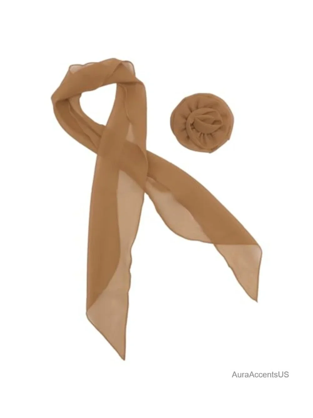 Detachable Rose Flower Scarf Lightweight Fashion Neck Scarf for Women Polyester